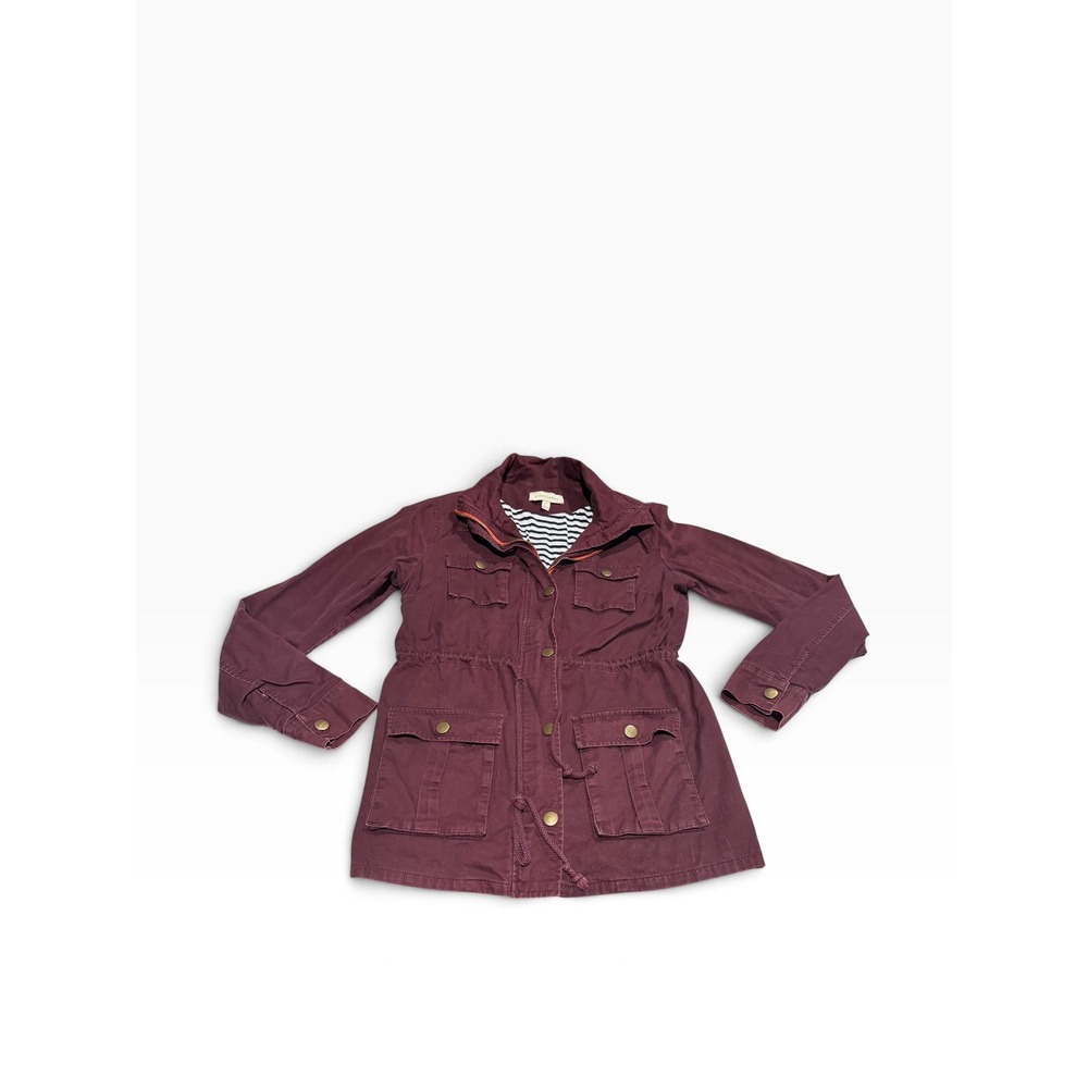 41 Hawthorn Womens Utility Anorak Jacket Burgundy Maroon Striped Lining SF7012LT